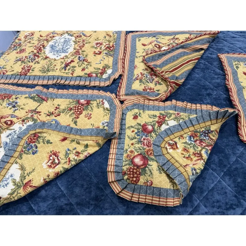 VTG Jane Wilner Rooster French Cottage Toile 7 Piece Duvet Set Shams King